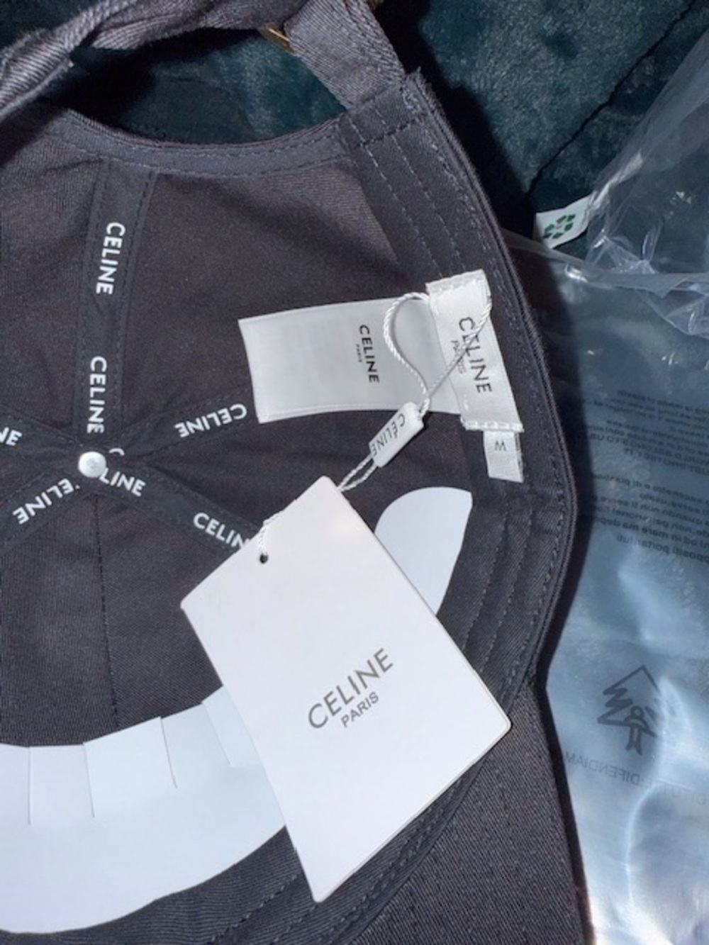 Celine Black Baseball Cap with White Logo - Men's Hat - Picture 3 of 4